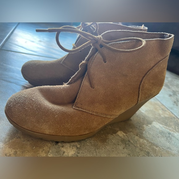 Tan leather wedge ankle boots lace up size 10 - Picture 5 of 6